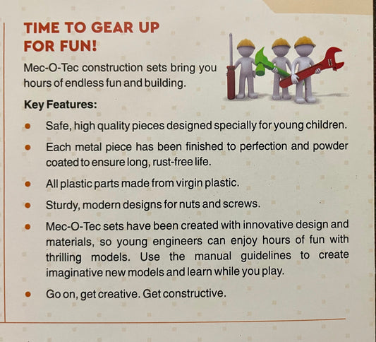 Puvis - MEC-O-TEC Just Cranes Metal Construction Toy, Building Blocks, Educational Toys for 3+ yrs Boys and Girls, Multicolor