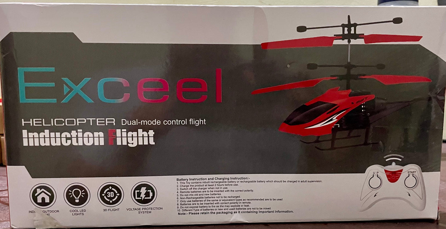 EXCEEL Induction Flight PS-1802R -Remote Control Helicopter Toy for Kids -- Color As Per Stock